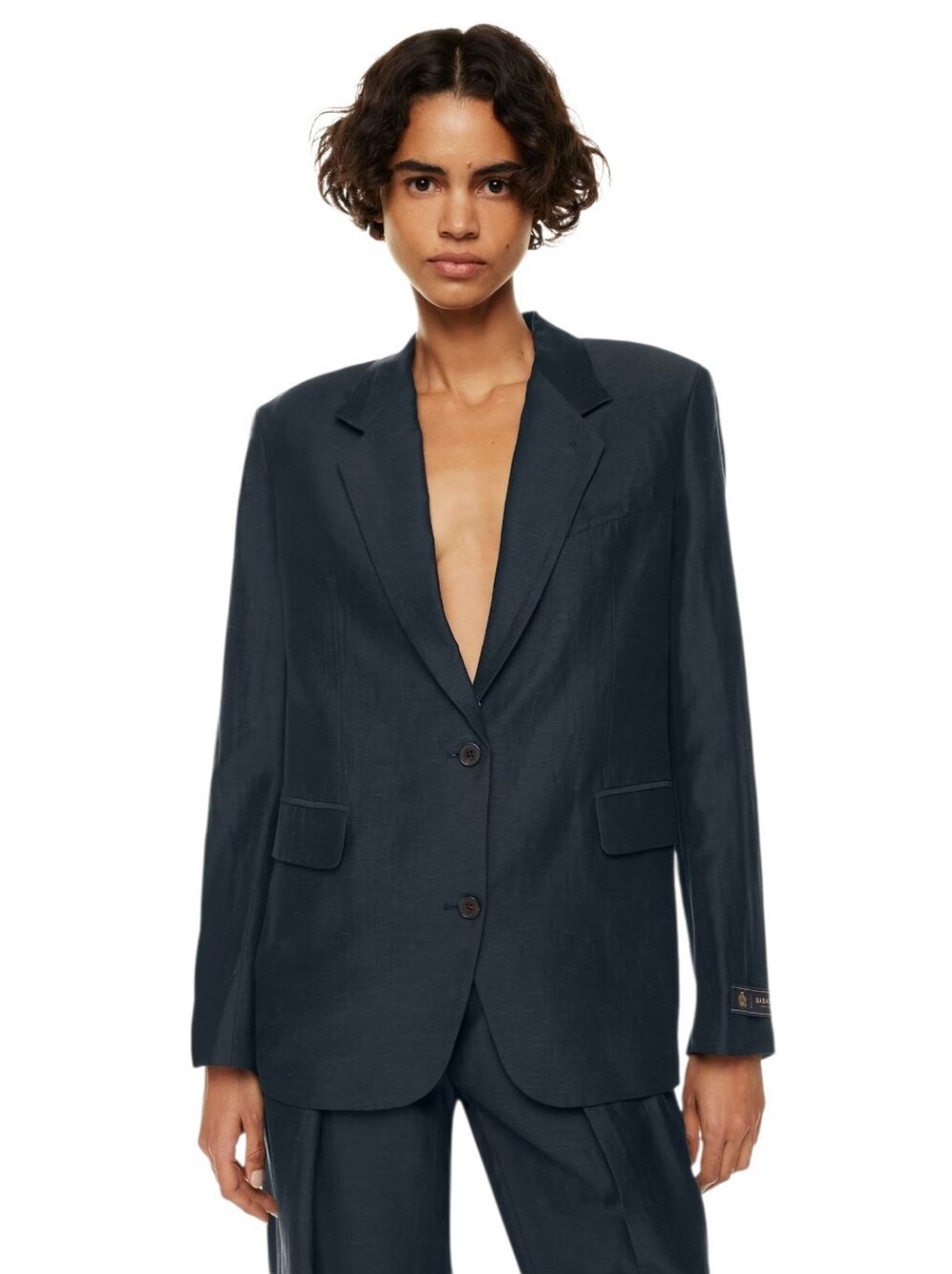 Aritzia Babaton New Agency Linen Blazer - Dark Navy